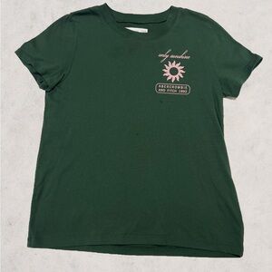 Abercrombie Kids Girls Green Graphic Logo Short Sleeve Shirt- Size 11/12
